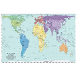 Updated Peters Projection World Map | Laminated 36" x 24” Map | Developed by Arno Peters | Most Proportionally-Accurate Land Mass Depiction | Country Size & Scale is True, Unlike Most Maps | Major Countries, Cities, & Bodies of Water Labeled