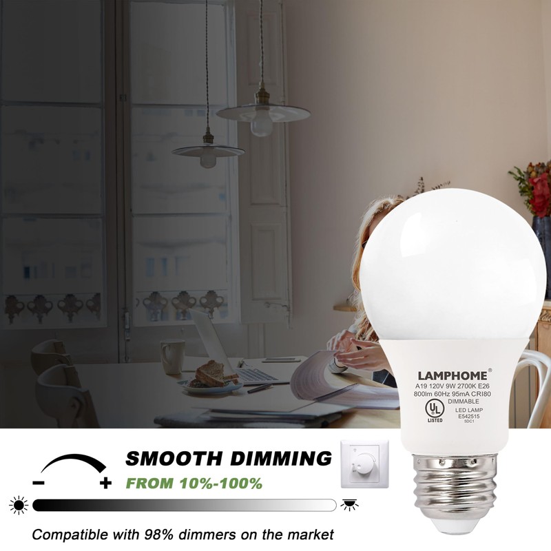 LAMPHOME 8-Pack Soft White LED Bulbs - Ideal for Bedroom