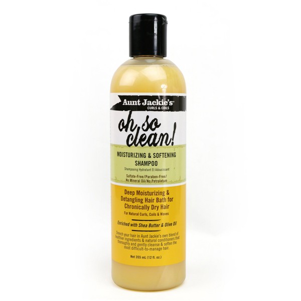 Aunt Jackie's Oh So Clean Lather-rich Deep Moisturizing Shampoo, Revives Fragile, Dry Hair, Enriched with Coconut Oil, Shea Butter and Extra Virgin Olive Oil, 12 Ounce Bottle
