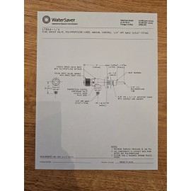 WaterSaver Pure Water Watersaver DI Fixtures L7884-1/4 Panel Mount, Laboratory RO Valves