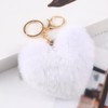 JIHUOO 3 Pcs Heart Pom Pom Keychains Faux Fur Pom
