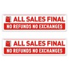 FHEGI 2-Pack All Sales Final No Refunds No Exchanges Sign,