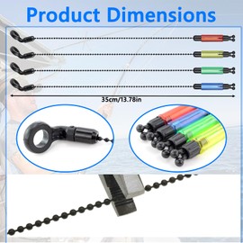 4PCS Bite Alarm Bobbins for Night Fishing, 35cm Light Carp Bobbins Swingers, Chain Bite Indicators for Carp Fishing, Illuminated Red Yellow Blue Green, for Outdoor & Night Fishing(Cuttable Length)