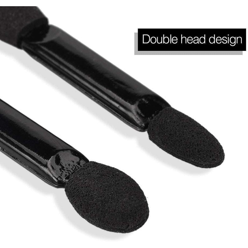 10Pcs Black Double-sided Sponge Eyeshadow Brush Mini Stick Brushes Travel