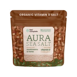 Your Daily Vitamin D in Every Pinch | Organic Aura Sea Salt | Infused Celtic Sea Salt with Mushrooms & Herbs | 30% Less Sodium Than Table Salt | 5 Months of Vitamin D | 80g Resealable Pouch.