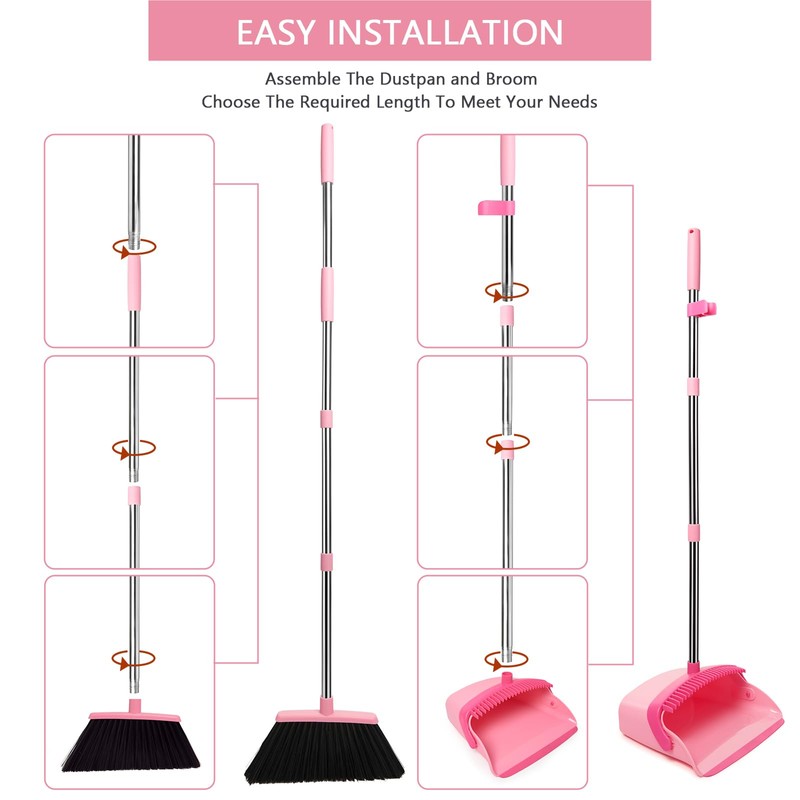 XXFLOWER Broom and Dustpan Set, Dustpans with Broom Combo for