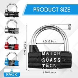 4 Pcs 5 Letter Combination Lock Heavy Duty Gym Locker 5 Digit Word Locker Keyless Resettable Metal Lock for College Gym Toolbox Hasp Cabinet