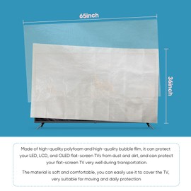 SYBECHATF SYBECHATF Foam Flat Screen TV Cover and Bubble TV Protective Cover Fits Up to 65''W x 36''H, Flat Screen TV Protection During House Moving,Home Renovation, or Storing (2-Foam and Bubble)