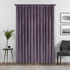 ECLIPSE ABZ Harper Velvet Rod Pocket Curtains for Bedroom, Single Panel, 50" x 95", Plum