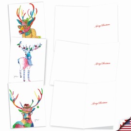The Best Card Company Variety Pack of 10 Christmas Greeting Cards with Envelopes, Humor Holiday Assortment for Men and Women (10 Designs, 1 Each) - Fancy Reindeer AM6751XSG-B1x10