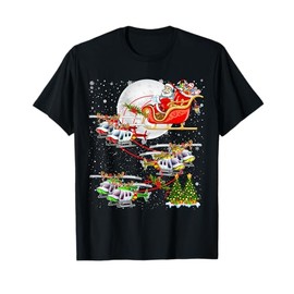 Santa Sleigh Reindeer Helicopters Christmas Tree Ornaments T-Shirt