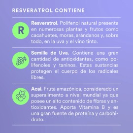 Suplemento Resveratrol Wu Nutrition 120 Cápsulas Antioxidante Semilla de Uva Acaí Bienestar 2 Meses De Consumo Alimenticio