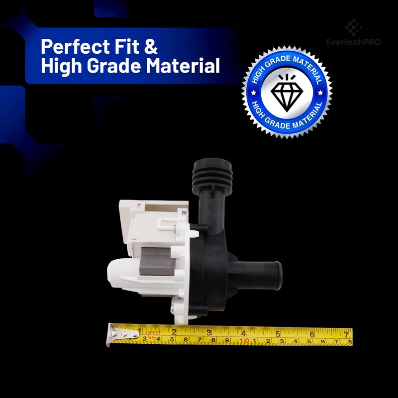 EVERTECHPRO Dishwasher Drain Pump Replacement, Plastic, Above Ground, 120 Volts,