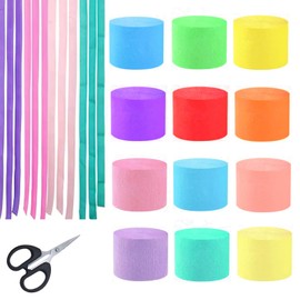 BINQER 6 Rolls Crepe Paper Streamers, Wedding Birthday Graduation Colorful Candyland Party Decoration Backdrop, Rainbow DIY Supplies, Colored Living Room Bedroom Decor, Art Crafts