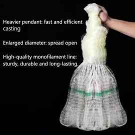 Lawaia Fishing Cast Net Casting Traditional Throw Nets Easy to Use Monofilament Material Durable and Efficient Ideal for Freshwater Saltwater Fish Shrimp Minnow Bait 4m High