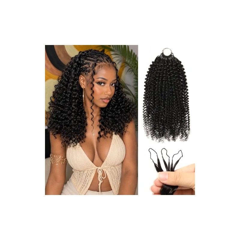 WOWANGEL Kinky Curly Crochet Hair Extensions,14 Inch,Natural Black,1 Pack