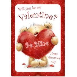 doodlecards Valentine's Day Card Teddy Holding I Love You Heart Large A4 Size with Plain Envelope