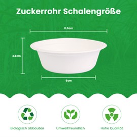 AHPYEUHK Disposable Soup Bowls Disposable 260 ml Disposable Bowls Bowls 120 Pieces Sugar Cane Bagasse Disposable Bowls Soup Bowls Soup Plates Environmentally Friendly & Compostable Bowl