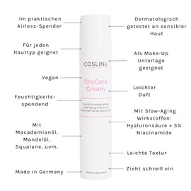 COSLINE CosCare Cream, Face Care, Day Cream, Moisturising, Light Texture, Anti-Ageing, Suitable for Sensitive Skin, Vegan, Made in Germany, 50 ml