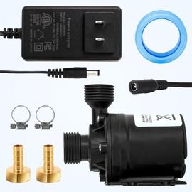 14A DC 12V Solar Water Pump - 3.43GPM, 19.6ft Lift, Ultra-Quiet Brushless Motor w/Adapter - for Solar Heaters, RVs, Brewing & Farms (Non-Self-Priming)