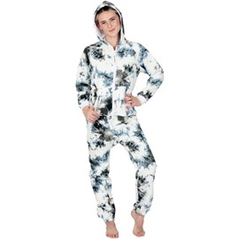 Joggies - TieDye Black Footless Hoodie One Piece Tracksuit - Kids - XSmall (Fits 3'10-4'1") - Kids - XSmall (Fits 3'10" - 4'1")