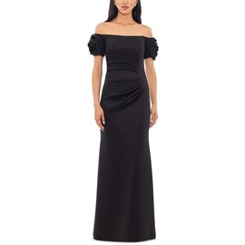 Xscape Womens Rosette Evening Dress Black 4