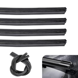 yorpyep 4 PCS Windshield Wiper Blade Refills, 28" DIY Adjustable Rubber Wiper Blade, Frameless Insert Strips for Front and Rear Windshield, for Most Cars Buses Vans Trucks (Black)