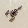 KINMOT Steampunk Silver-tone Red Blue Crystal Scorpion Brooch with Bend