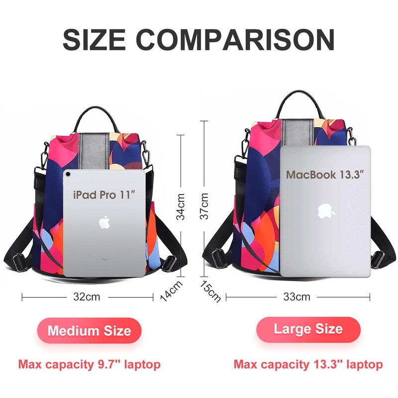 CHARMORE Women's Backpack Waterproof Nylon School Bags Anti-Theft Daypack Shoulder