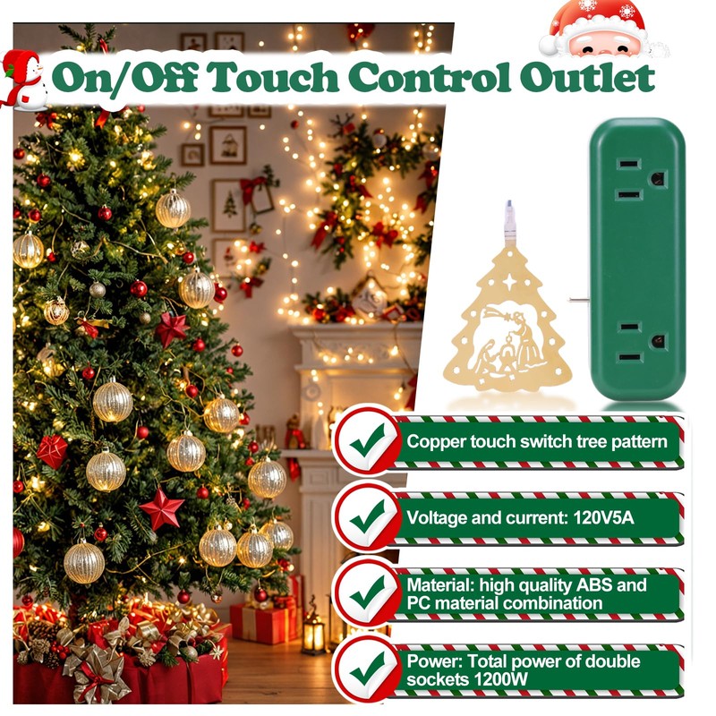 Touch Light Switch Christmas Tree Shaped Decoration Pendant Universal 3-Pin