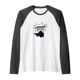 Superhero Off Duty: Funny Comic Style Graphic Raglan Baseball Tee, Men, Dark Heather Grey/White