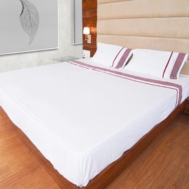 Queen Sheets Egyptian Cotton, 1000 Tc Egyptian Cotton Sheets Queen Size, Extra Deep 18" pocket, 4 Pc Queen Bed Sheets Solid, Ultra Luxury Queen Size Sheet Set - Burgundy Embroidered White Sheets