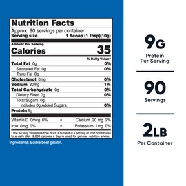 Nutricost Beef Gelatin Powder (2 LB) (Unflavored) - 9 G Protein Per Serving, Drink Mix and Natural Liquid Thickener, Non-GMO, GMP Compliant, Gluten Free