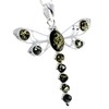 Genuine Green Baltic Amber & Sterling Silver Large Multitone Dragonfly