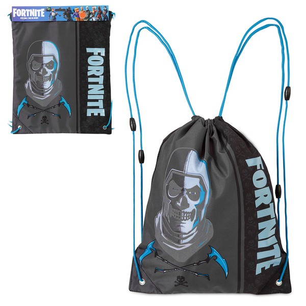 Fortnite Drawstring Bag, Swimming Bags For Kids, Drawstring Backpack Gym Bag for School, PE Kit, Swimming, Sport, Camouflage Gym Bag for Children or Adults, Gift For Teens (Skull Trooper)