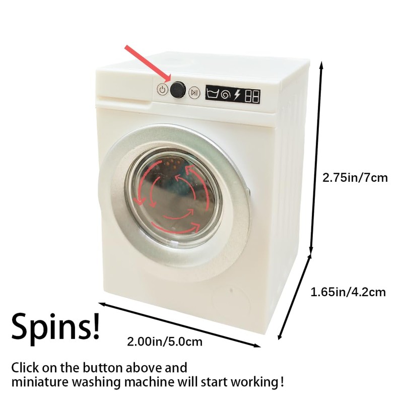 Cyraft 1:12 Scale Miniature Electric Washing Machine and Laundry Set,