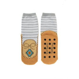 Moccasin Slipper Socks, Grey/Brown, womens size 4-10