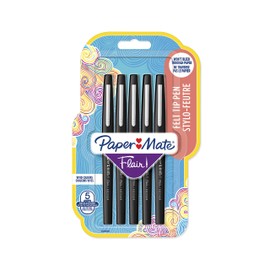 Flair Original Felt-Tip Pens Medium Tip Pack of 5 Blackaa
