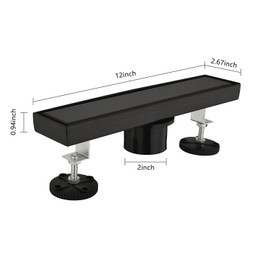 TREATLIFE HOME 12 Inches Linear Shower Drain with Hair Strainer and Leveling Feet, Stainless Steel for Versatile Installation