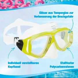 Sea-Lion Beginners Diving Mask Unisex Diving Goggles Professional Snorkel Goggles, High Head Shapes, Shockproof Polycarbonate Frame, Easy Strap Adjustment (Yellow)