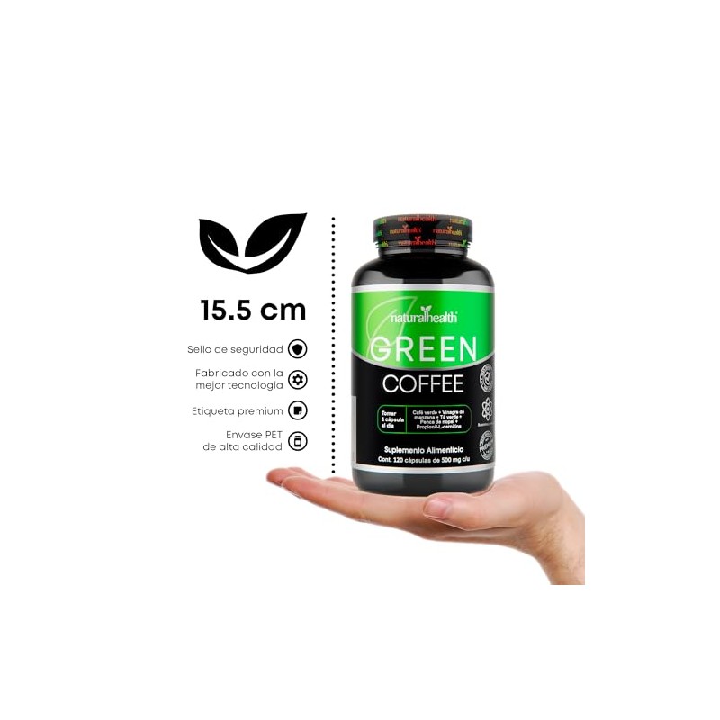 Natural Health Green Coffee Frasco 120 Cápsulas 500mg Ingredientes Naturales