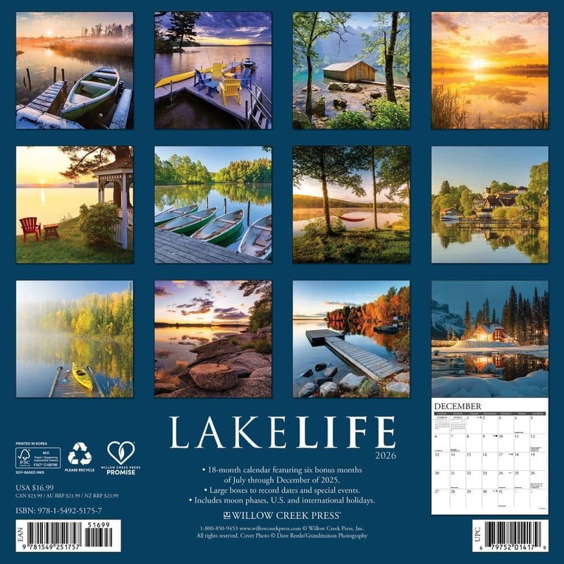 LakeLife 2026 12" x 12" Wall Calendar