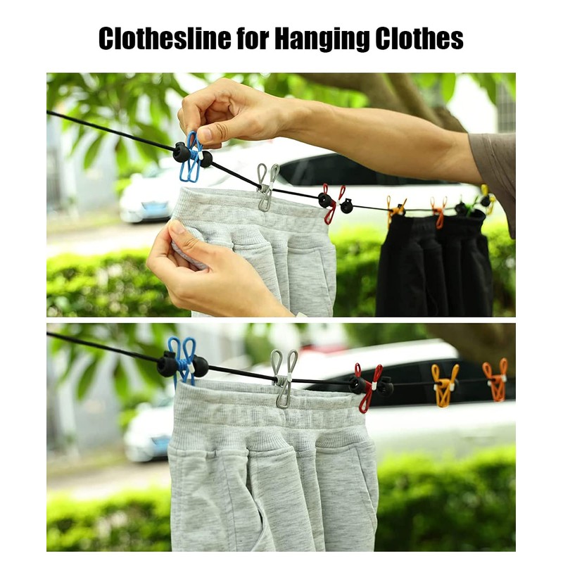 Cyanmor 2 Pack Portable Clothesline with 12 Clothespins, Retractable Travel