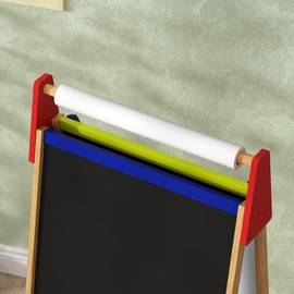 Benicabaly Inspires Creativity with 3-in-1 Kids Art Easel, Adjustable Height Double-Sided Chalkboard/Whiteboard, Includes Paper Roll, Natural Wood