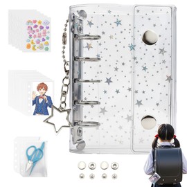 Weikav Sticker Book for Girls, Elementary School Students, Cute M5 Size, Mini Size, Clear Sticker Book Binder, Sticker Notebook, Peel and Stick, Removable PET Board 5 Sheets + Transparent Three-Layer