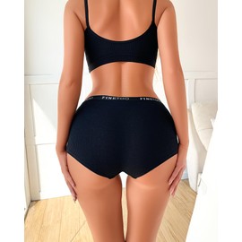 FINETOO Boyshort Underwear for Women Cotton Boxer Briefs Full Coverage Ladies BoyShorts Panties 5 Pack