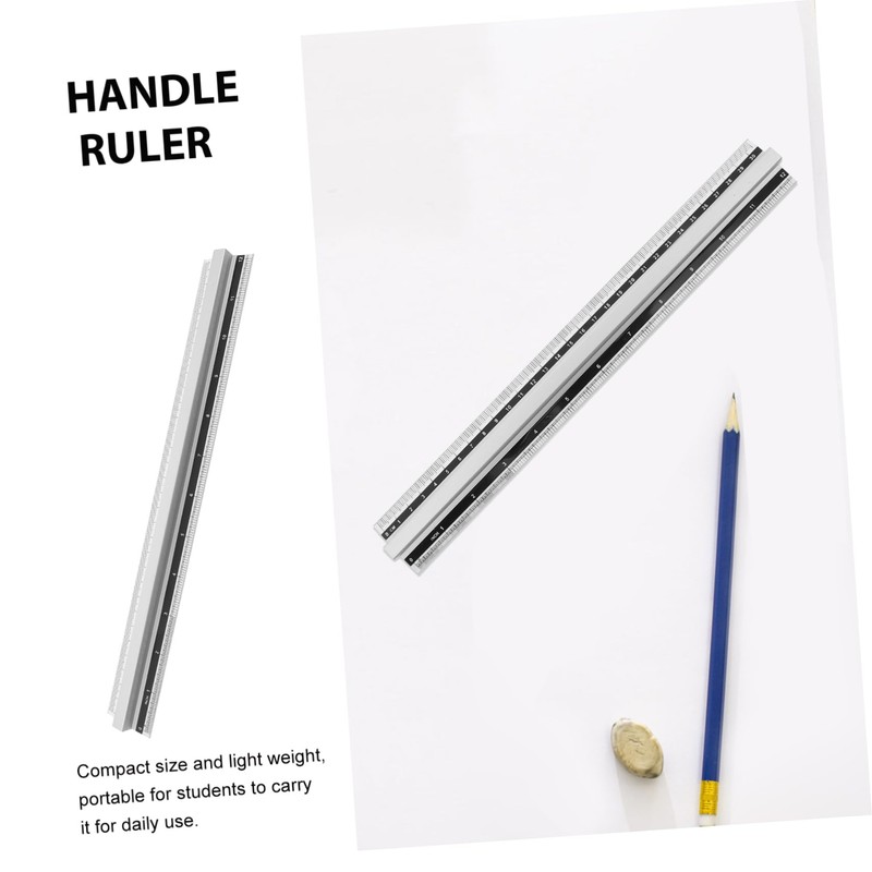 Operitacx Aluminium Ruler, Office Geometry Ruler, Drawing Ruler, Straight Ruler,