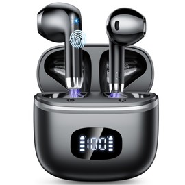 POMUIC Bluetooth Headphones, Wireless Bluetooth 5.3 Headphones with 4 ENC Noise Cancelling Mic, Wireless Headphones In Ear HiFi Stereo, Black