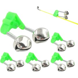 5Pcs Fishing Bells for Rods, Fishing Pole Bells Clamp, Fishing Pole Bell Fishing Rod Alarm Bell, Bait Alarm Bell Fishing Rod Copper Bells with Double Alert Bells for All Kinds of Sea Rod (Green)