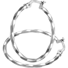 9ct Women’s White Gold Hoop Earrings – 25 mm Stunningly Crafted Circular Earrings - By Elegano